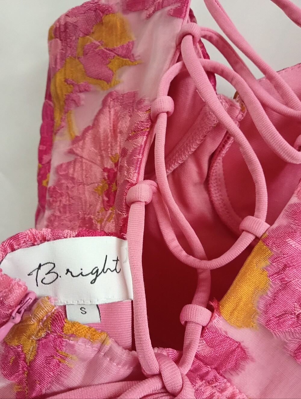 Lulu's Pink and Yellow Floral Bustier Mini Dress - Picture 3 of 5